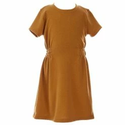 Buy 🥰 Copper Key Little 👧 Girls 2T-6X Short Sleeve Knit Side Smocked 👗 Dress Brown 🔔