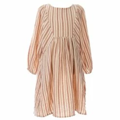 Brand new ✔️ Copper Key Big 👧 Girls 7-16 3/4 Sleeve Stripe 👗 Dress Ivory Multi 💯