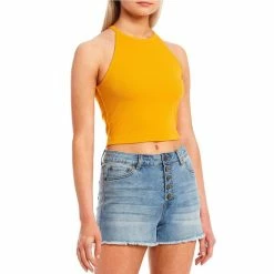 Best deal 🔥 Copper Key Ribbed Knit High Neck Tank Top Marigold 😀