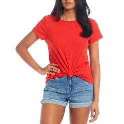 Best deal 👍 Copper Key Knot Front Knit Tee Red 🥰