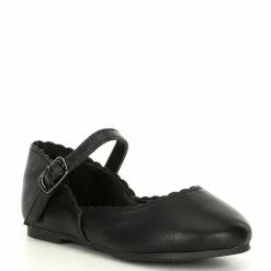 Discount 🤩 Copper Key 👧 Girls' Quetee Scalloped Leather Mary Jane Flats (Youth) Black 🔥