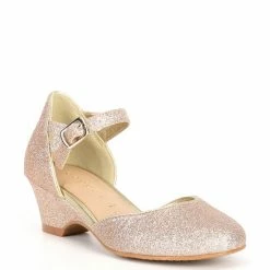 Deals ❤️ Copper Key 👧 Girls' Fancee Glitter Covered Wedge 👠 Heels (Toddler) Silver 😀