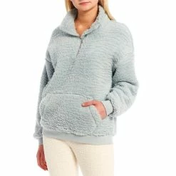 Best reviews of 🌟 Copper Key Fuzzy Teddy Fleece Quarter Zip Pullover Gray 🎉