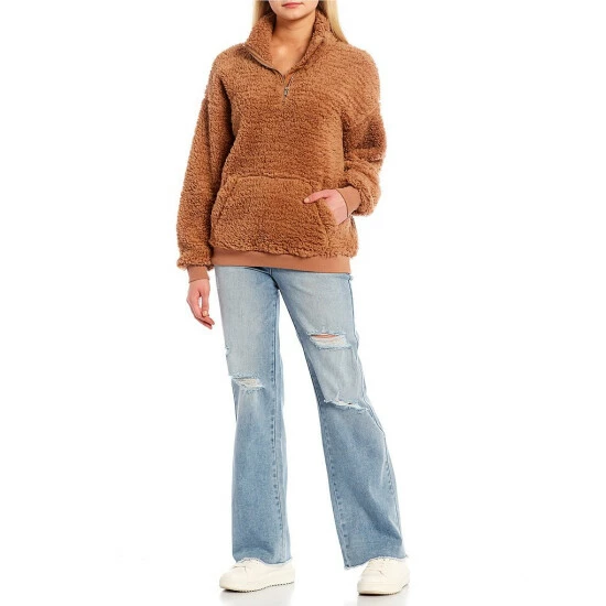 Best reviews of ๐ Copper Key Fuzzy Teddy Fleece Quarter Zip Pullover Gray ๐ - Image 6