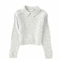 Brand new ⭐ Copper Key Big 👧 Girls 7-16 Pearl Collar Sweater Grey ⌛