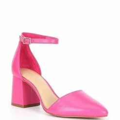 Flash Sale 😍 Copper Key Stylish Leather Block Heel Pointed Toe Pumps Prom Pink 🎁