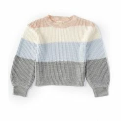 Best Sale ⌛ Copper Key Little 👧 Girls 2T-6X Striped Pullover Sweater Muted Clay Striped ❤️
