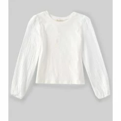 Best Sale 🔥 Copper Key Big 👧 Girls 7-16 Swiss Dot Long Sleeve Top Ivory 😉