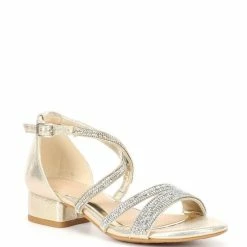 Discount 😍 Copper Key 👧 Girls' Charrming Glitzy Rhinestone Detail Strappy 👗 Dress 🩴 Sandals (Toddler) Silver 🎁