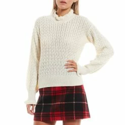 Brand new 😍 Copper Key Long Sleeve Ruffle Neck Cable Knit Sweater Ivory ✔️