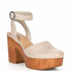 Buy ✔️ Copper Key Passport Leather Ankle Strap Platform Clogs Toasted Tan ⌛