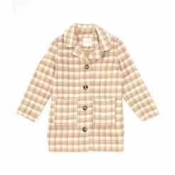 Best Sale ⭐ Copper Key Big 👧 Girls 7-16 Plaid Notch Collar Long Sleeve Button 🧥 Coat Multi ✨